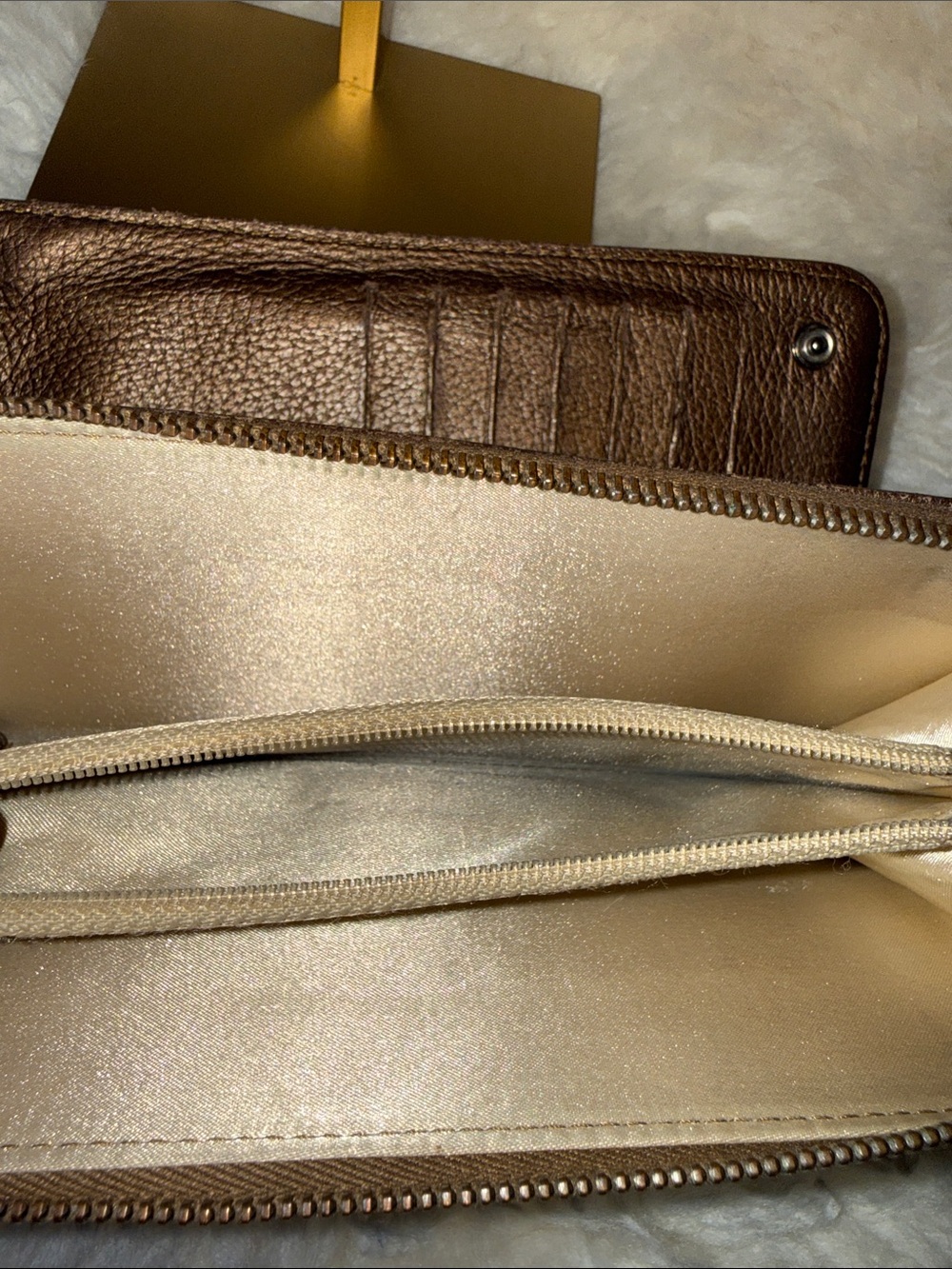 CHANEL Metallic Bronze Quilted CC Zip Wallet - Picture 6 of 6